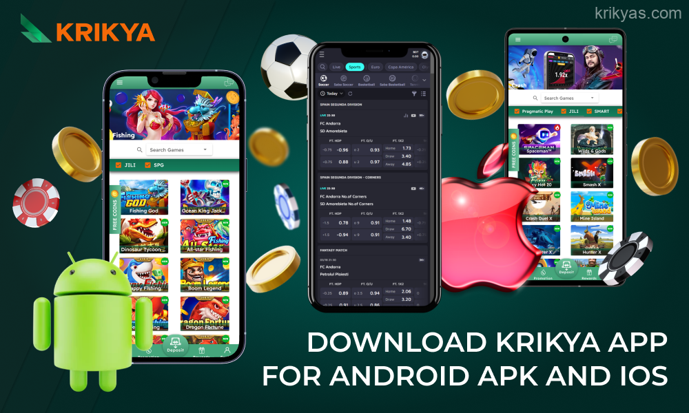 Krikya Bangladesh offers its users to download a convenient and functional mobile application for Android and iOS devices for quick access to casino games and sports betting