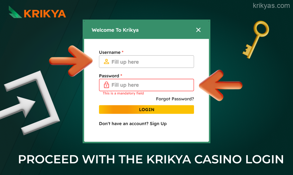 To start playing at Krikya Casino and placing sports bets, Bangladeshi players need to log into their account