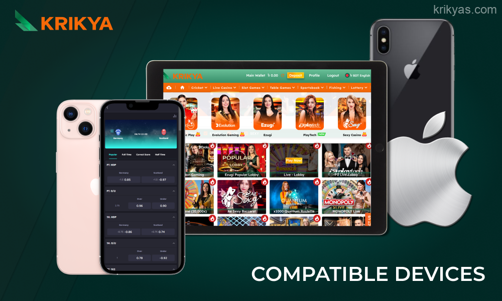 The Krikya mobile app for iOS is compatible with various iPhone and iPad models