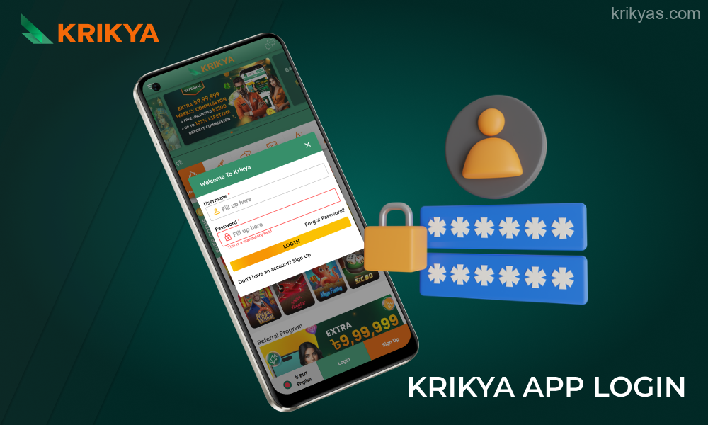 To bet on sports and play games at Krikya Casino on the mobile app, users first need to log into their account