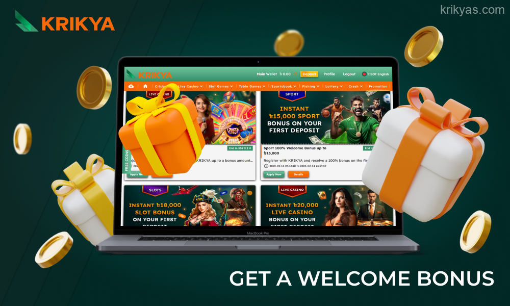 Casino Krikya Bangladesh offers gamblers a large selection of promotional offers, as well as pleasant welcome bonus packages for sports betting and casino games