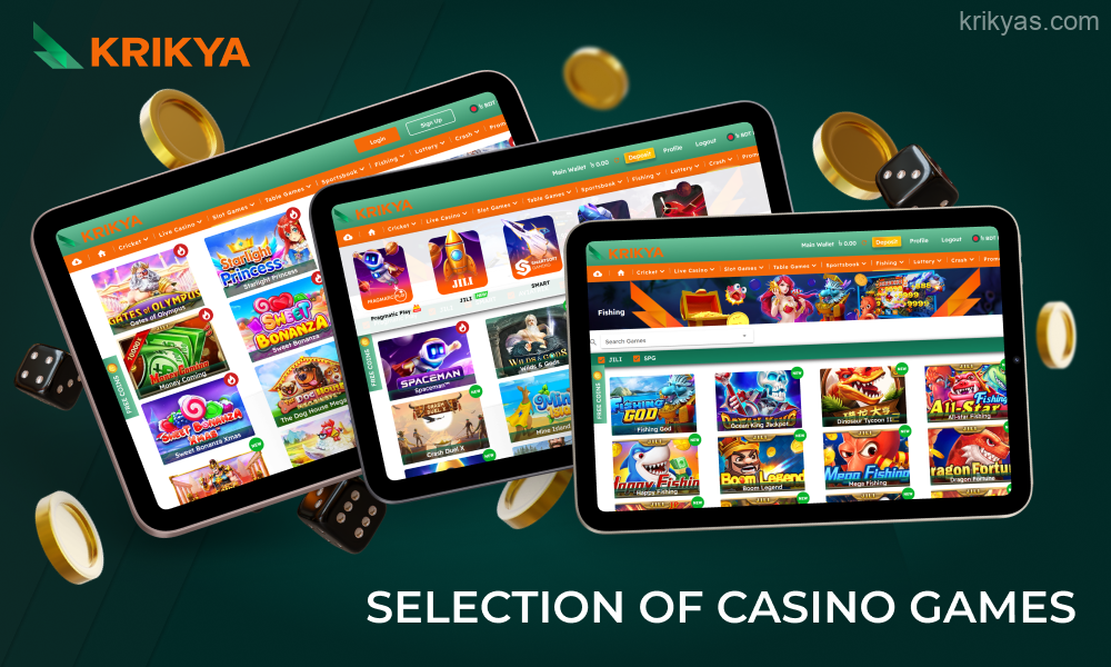 Krikya Bangladesh Casino offers its users a large selection of gambling games, including slot machines, table games, fishing, lotteries and crash games