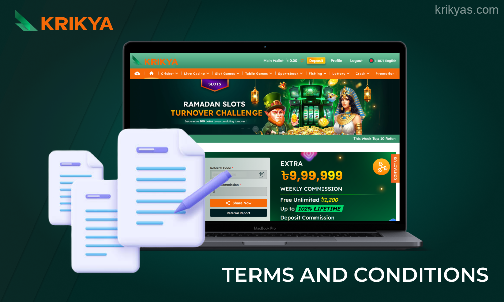 Gamblers from Bangladesh should review and agree to Krikya's terms and conditions, which describe the procedures, rights and responsibilities of customers, in order to start playing casino games and betting on sports at Krikya